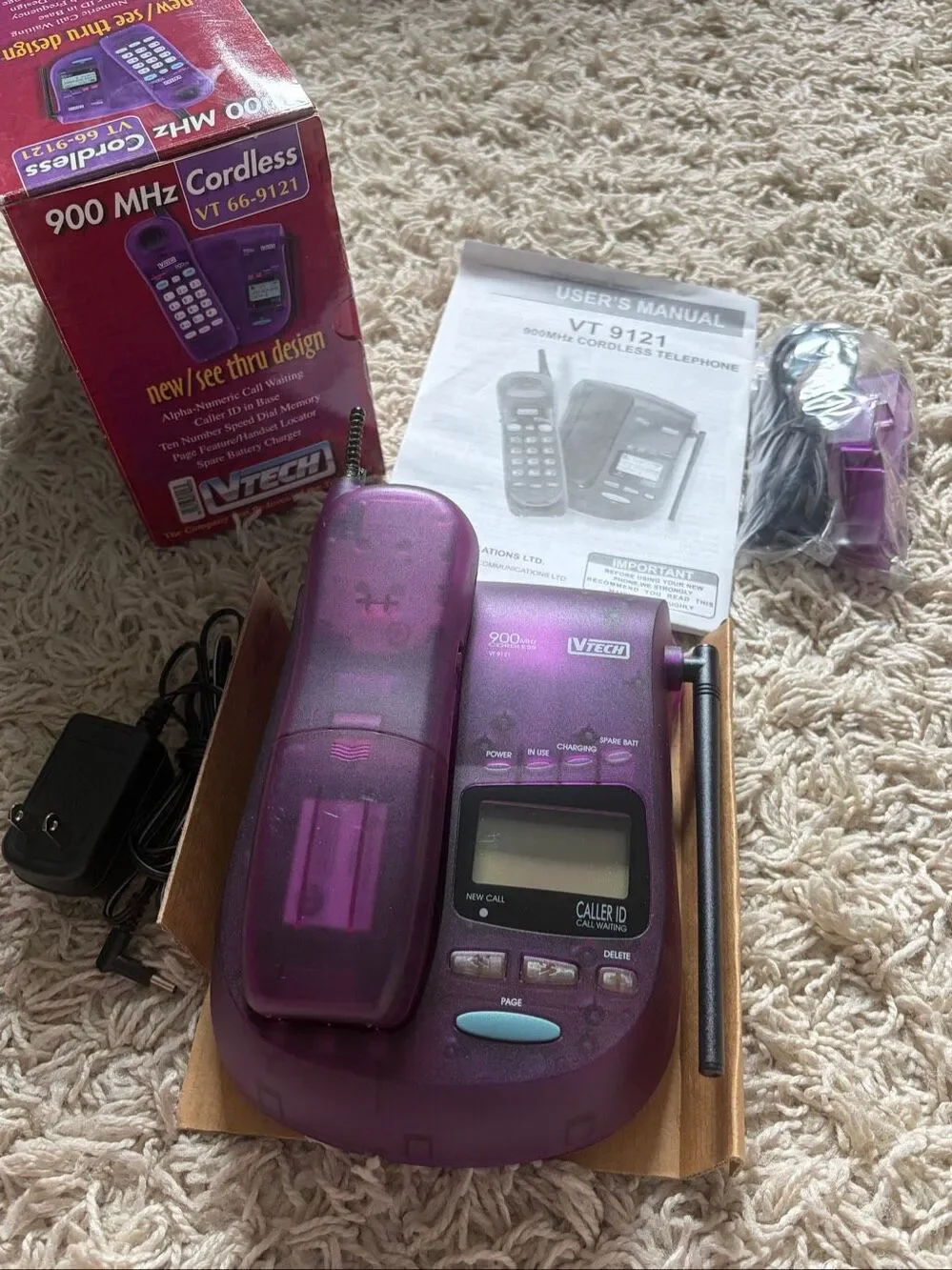 Awesome VTech VT 02 9121 Translucent Purple cordless phone Y2K 90s